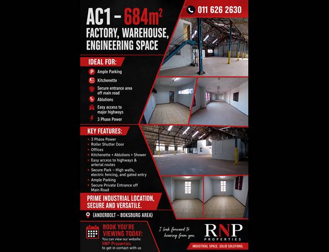 Warehouse property to rent in ANDERBOLT